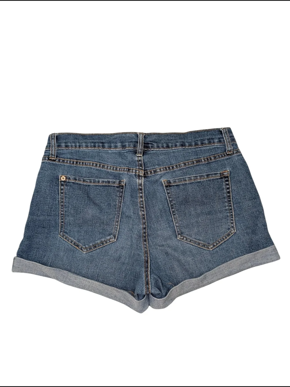 Old Navy Women's 6 Medium Blue Wash Denim Rolled-Hem The Drew Shorts - Picture 2 of 5